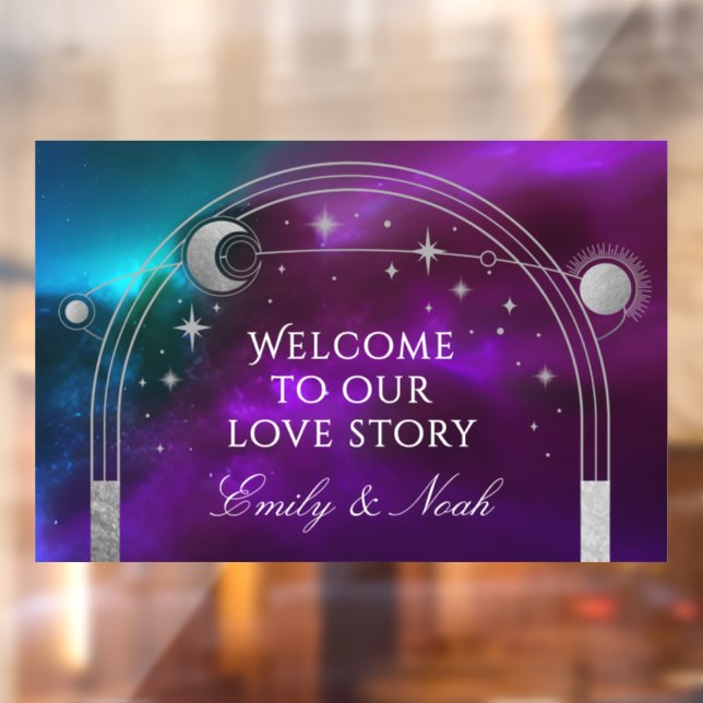 Autocollant Pour Fenêtre Welcome To Our Love Story Purple Teal Celestial (Feuille 2)