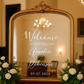 Autocollant Pour Fenêtre Welcome Wedding Mirror Sign Vinyl Lettering Elegan