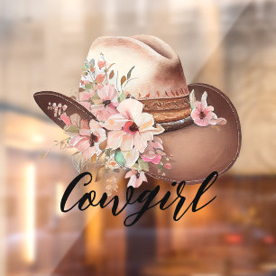 Autocollant Pour Fenêtre Western Floral Cowgirl Casquette