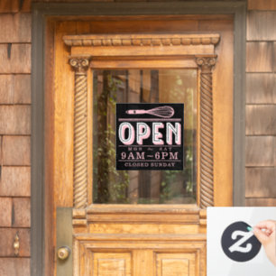 Autocollant Pour Fenêtre Whisky rose vif Heures d'ouverture Boulangerie Aff