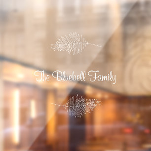 Autocollant Pour Fenêtre White Elegant Family Name Botanical Leaf Sticker