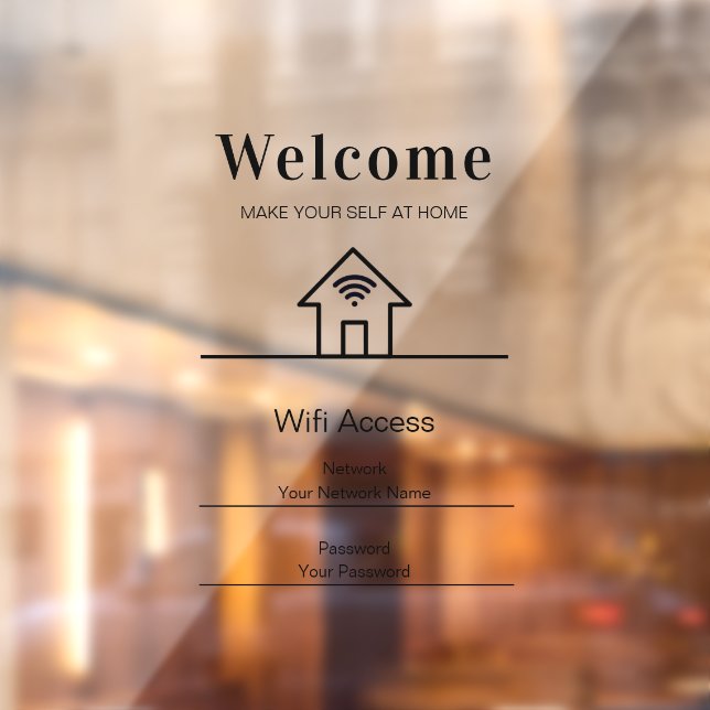Autocollant Pour Fenêtre White Simple Welcome Home Wifi Metal (Feuille 2)