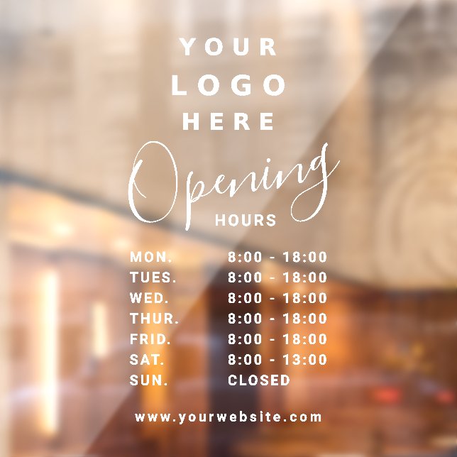 Autocollant Pour Fenêtre White Transparent Business Logo Opening Hours (Feuille 2)
