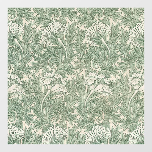 Autocollant Pour Fenêtre William Morris tulip fond textile vert (Feuille)