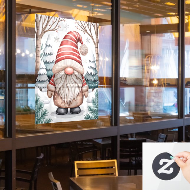 Autocollant Pour Fenêtre Winter Gnome Window Cling (Fenêtre du restaurant)