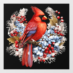Autocollant Pour Fenêtre Winter Wonderland Red Cardinal