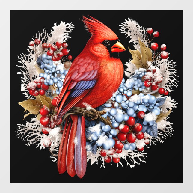 Autocollant Pour Fenêtre Winter Wonderland Red Cardinal (Feuille)