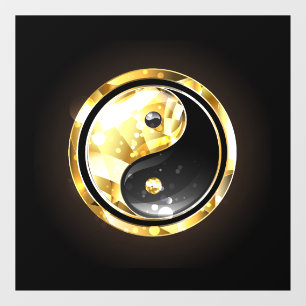 Autocollant Pour Fenêtre Yin Yang or sur noir