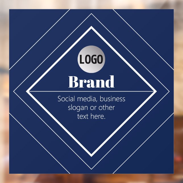 Autocollant Pour Fenêtre Your Logo & Customizable Modern Design | Navy Blue (Feuille 2)