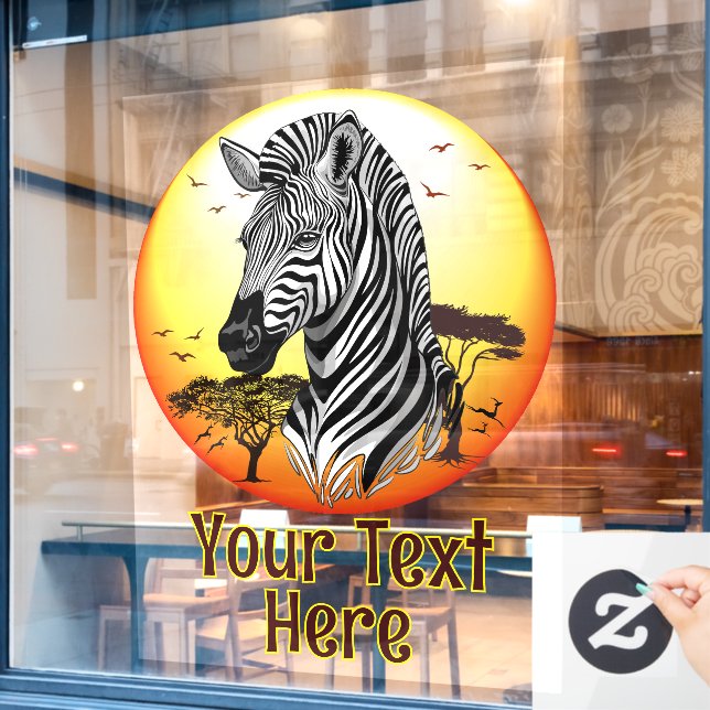 Autocollant Pour Fenêtre Zebra African Savanna Wild Animal (Fenêtre de café)