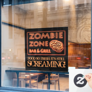 Autocollant Pour Fenêtre Zombie Zone Fresh Food hurle Halloween