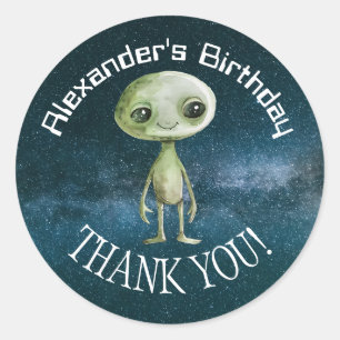 Autocollant pour fête d'anniversaire Alien