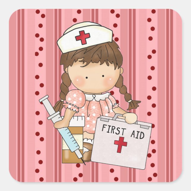 Autocollant pour fille amusante infirmière de dess (Devant)