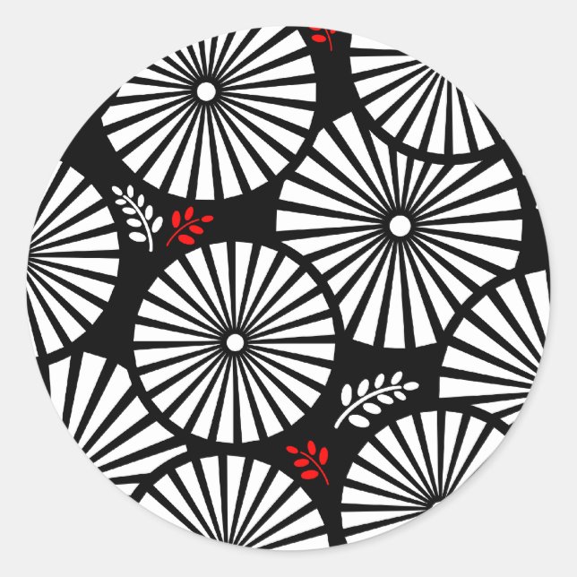 Autocollant pour fleurs noir rétro (Devant)