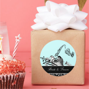 Autocollant pour oiseaux Vintages bleu Aqua