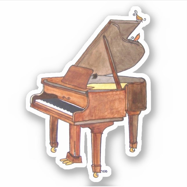 Autocollant pour piano à aquarelle (Devant)