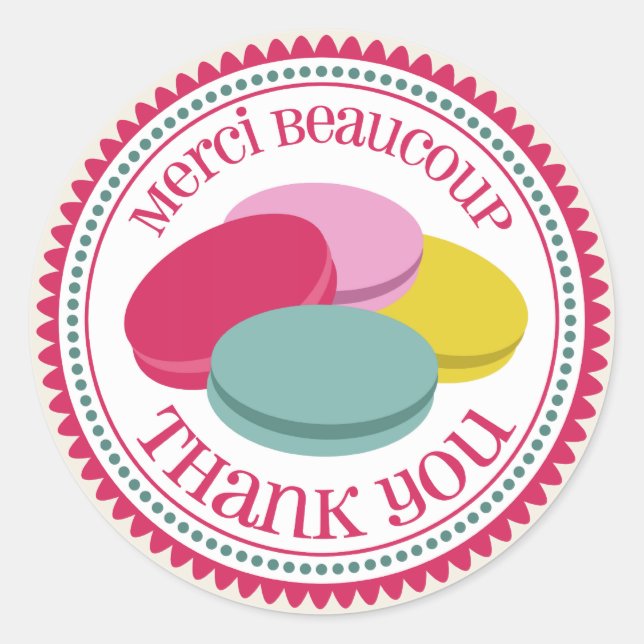 Autocollant pour sceau d'enveloppe Merci Macarons  (Devant)