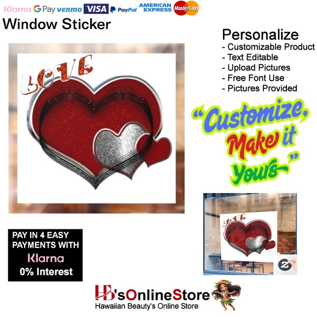 Autocollant pour vitres Cœur d'affaires (Business Heart Window Cling Sticker White Background.)