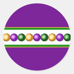 Autocollant pourpre Mardi Gras Beads