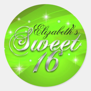 Autocollant Pretty Green Sparkle Sweet Sixteen