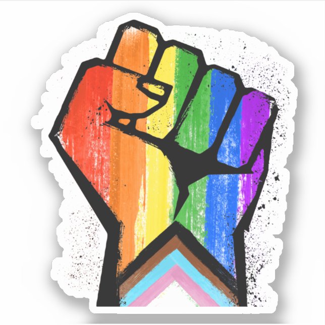 Autocollant Progress Pride Fist (Devant)