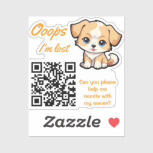 Autocollant QR de retour d'objet perdu Chiot adora