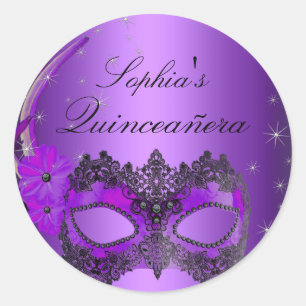 Autocollant Quinceanera Mascarade Violette