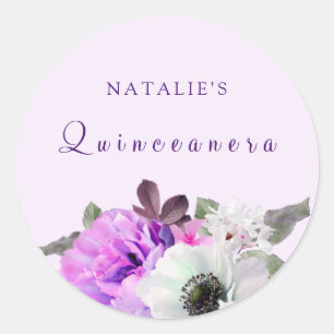 Autocollant Quinceanera vintage violet blanc