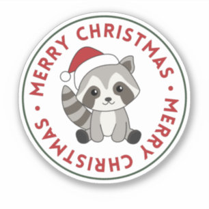 Autocollant Raccoon Christmas Snow Winter Raccoons