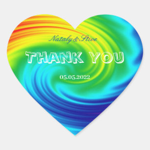 autocollant rectangulaire en spirale arc-en-ciel