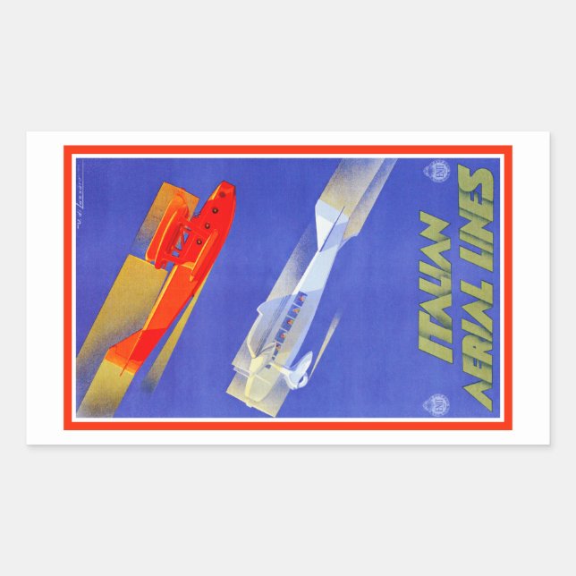 Autocollant rectangulaire italien de lignes aérien (Devant)