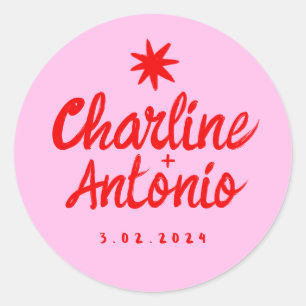 Autocollant rectangulaire Rétro Mariage écriture m