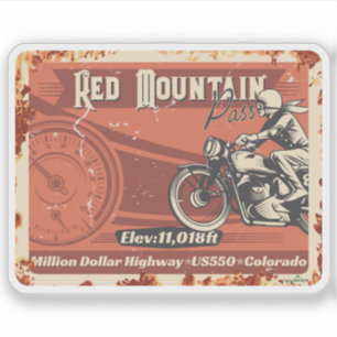 Autocollant Red Mountain Pass Colorado Motorcycle 