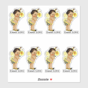 Autocollant Reine Abeille Fille Ailes Jaunes Rayur
