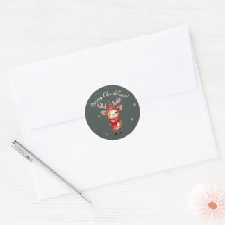 AUTOCOLLANT RENNE RÉTRO NOËL JOYEUX