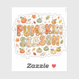 Autocollant Rétro Automne Saison Citrouille Mignon