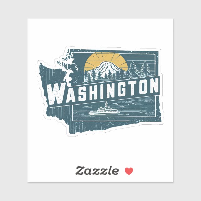 Autocollant Rétro État de Washington (Feuille)