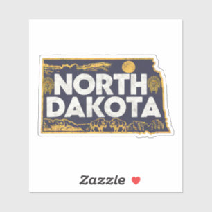 Autocollant rétro North Dakota State Car