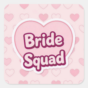 Autocollant Rétro Rose Brigade de la Mariée Cœur d