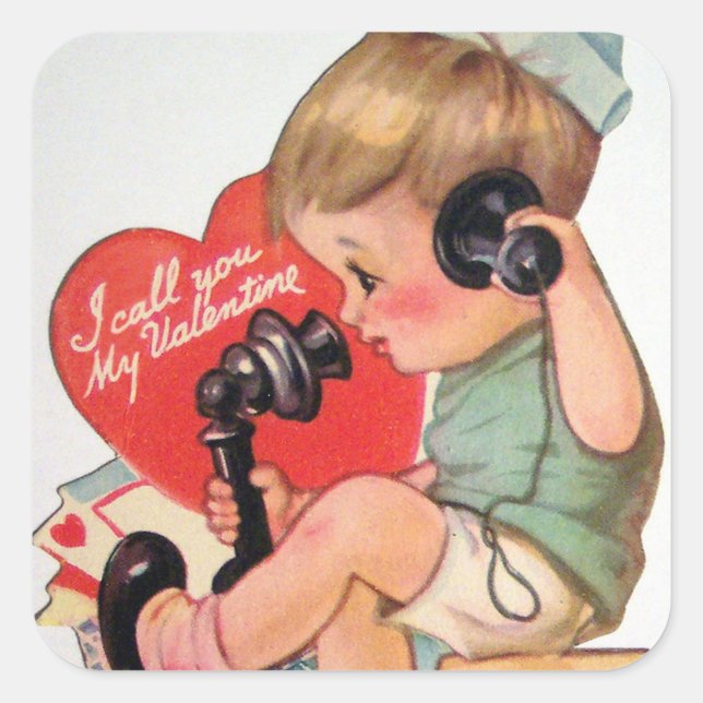 Autocollant Retro Vintage garçon Valentine (Devant)
