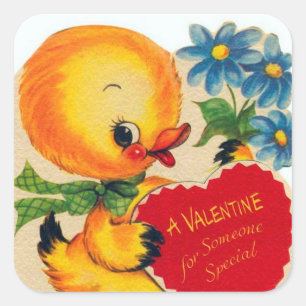 Autocollant Retro Vintage Valentine Canard Holiday