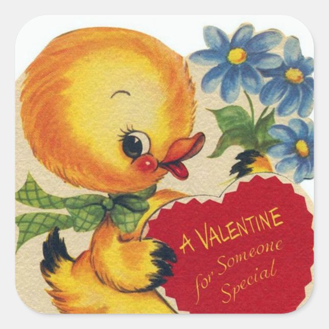 Autocollant Retro Vintage Valentine Canard Holiday (Devant)