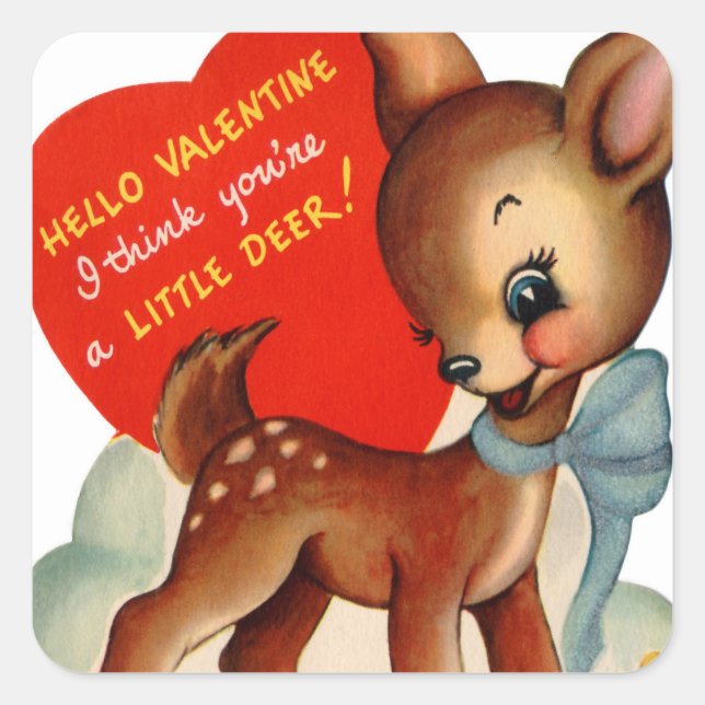 Autocollant Retro Vintage Valentine Deer Holiday (Devant)