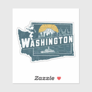 Autocollant Retro Washington State Car