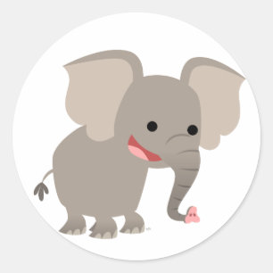 Autocollant riant d'éléphant de bande dessinée