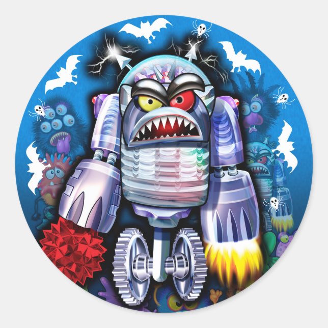 Autocollant Robo Monster Halloween personnalisé. (Devant)