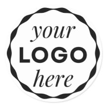 Autocollant rond à bord festonné avec logo personn