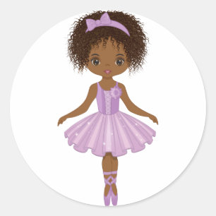 Autocollant rond afro-américain Ballerina