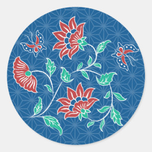 Autocollant rond Aiyana Floral Batik