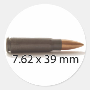 Autocollant rond AK47 Ammo 7,62 x 39 mm